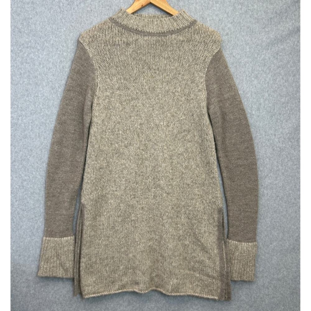 Beyond Threads Sweater Tunic Dress Tan Alpaca Wool Colorblock Mock Neck Sz Small